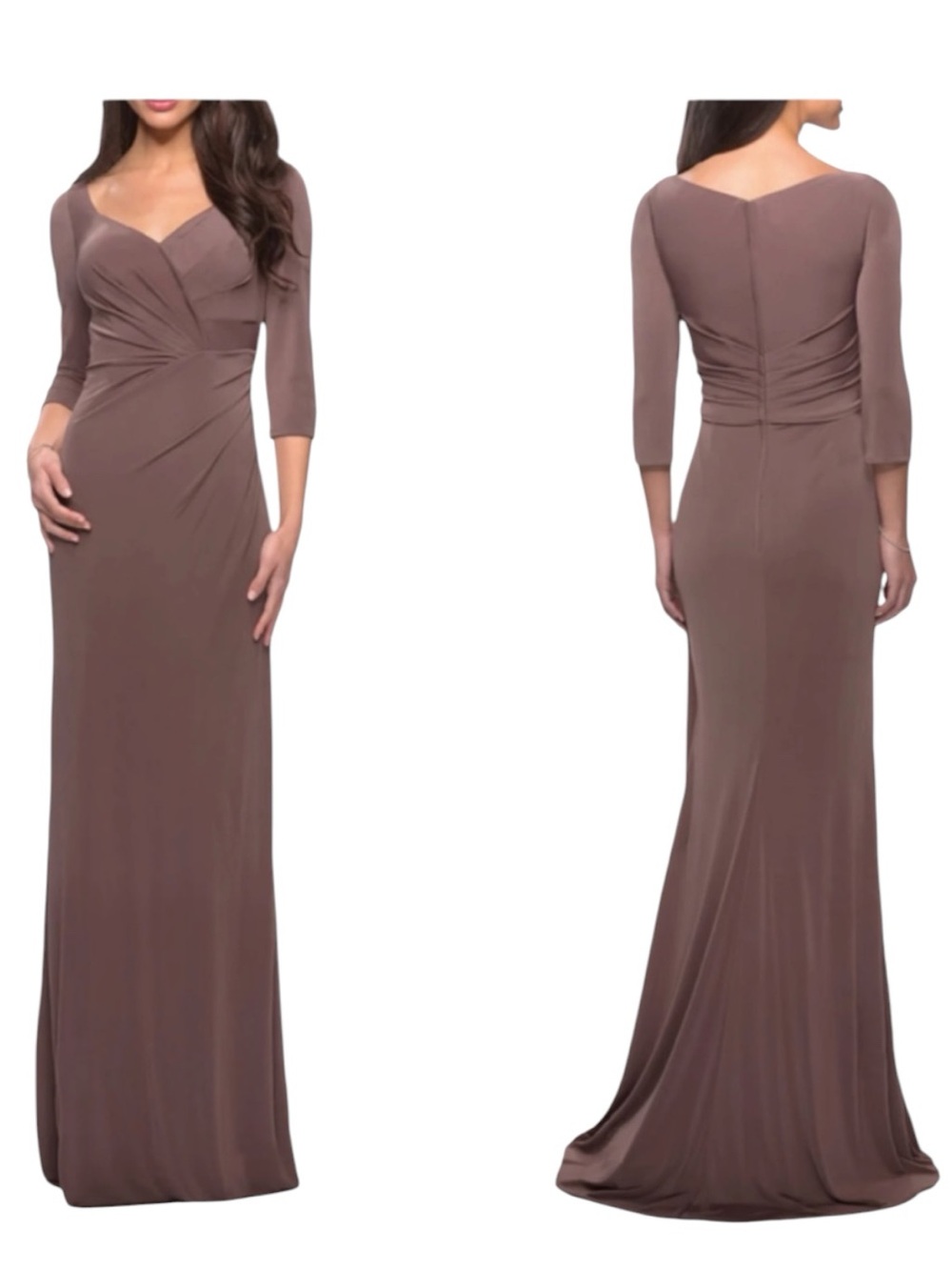 La Femme Sweetheart Neckline Long Jersey Cocoa Evening Gown 12 New with Tag